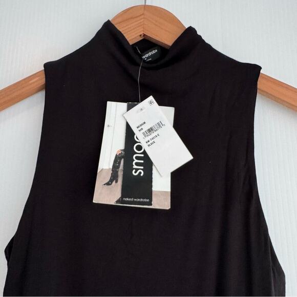 🆕 Naked Wardrobe sleeveless mockneck tank top black NWT size medium - Picture 6 of 9